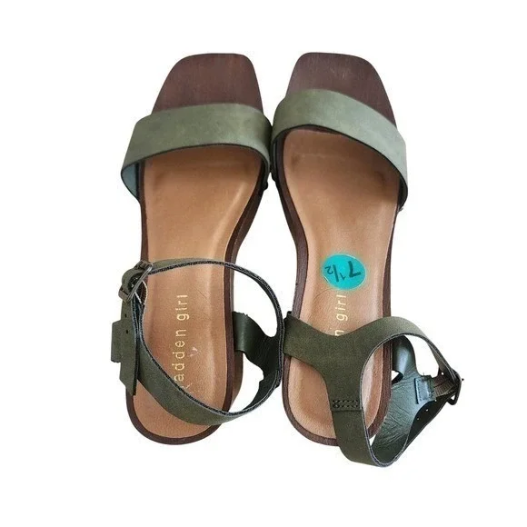 Madden Girl G Dean Platform Wood Block Heel Sandals Olive Green Size 7.5 - Picture 10 of 11